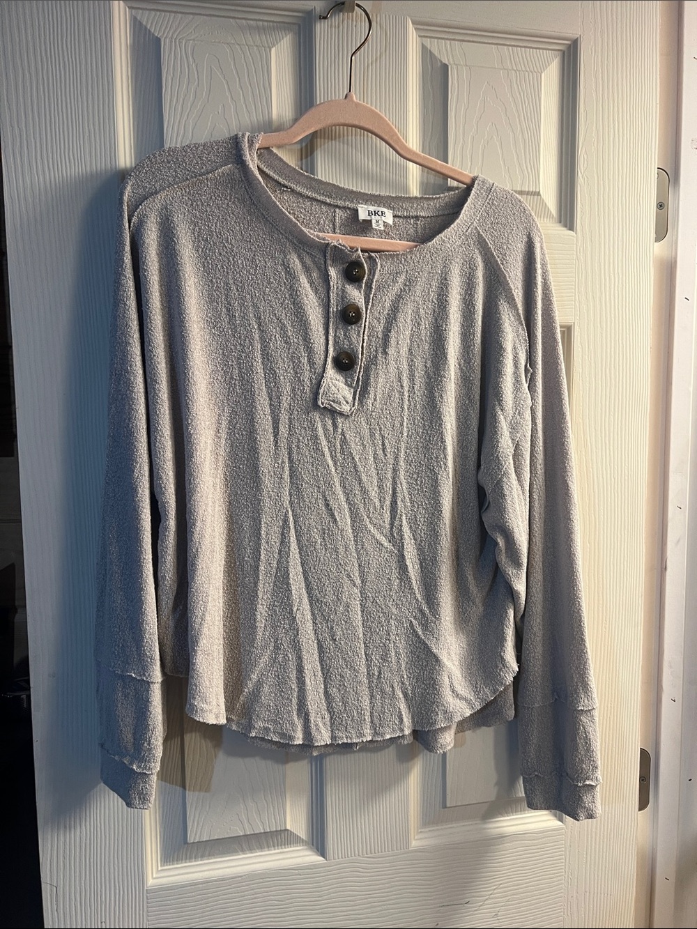 BKE Light Gray Long-Sleeve Henley Top